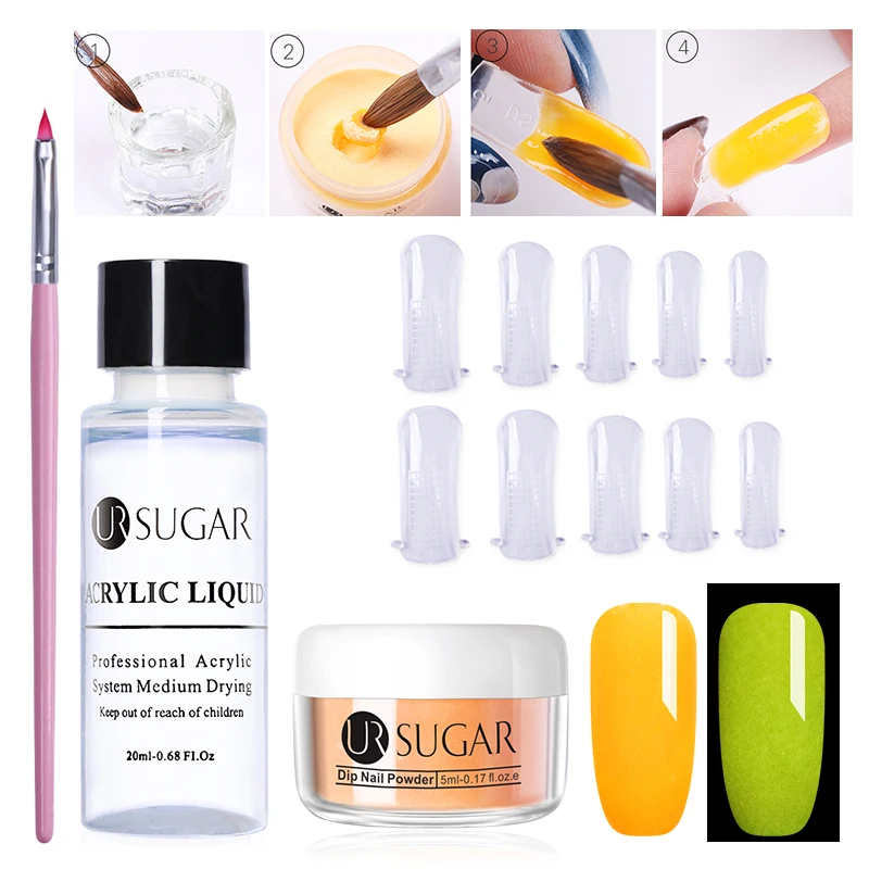 Extension Set 5 UR SUGAR, 5 мл, светящийся набор порошка для ногтей, для вырезания, удлинение французских ногтей, полимерный порошок, градиент, растут в темноте, украшение - Цвет: Extension Set 5