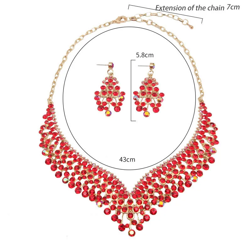 

Bride banquet fashion personality temperament crystal collarbone necklace earrings set ball dress jewelry accessories dress
