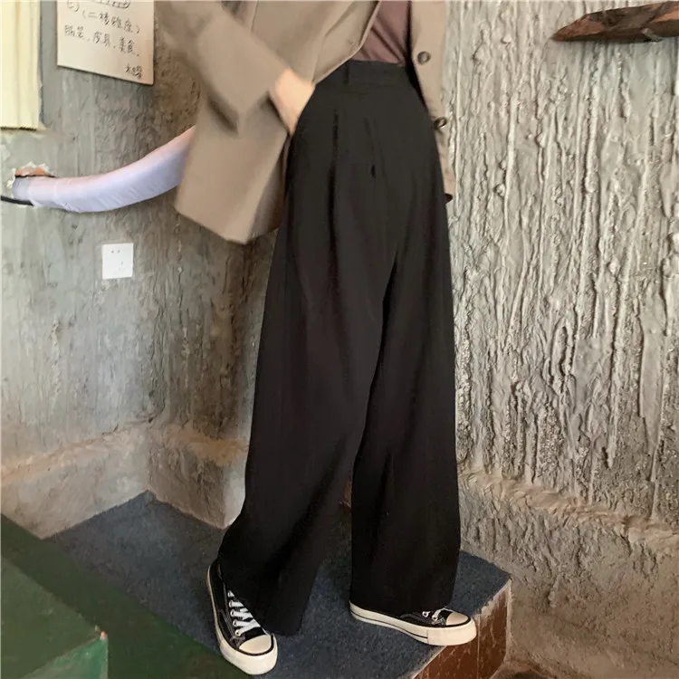 

3398 2021 new spring and autumn straight loose mopping drape wide-leg casual pants