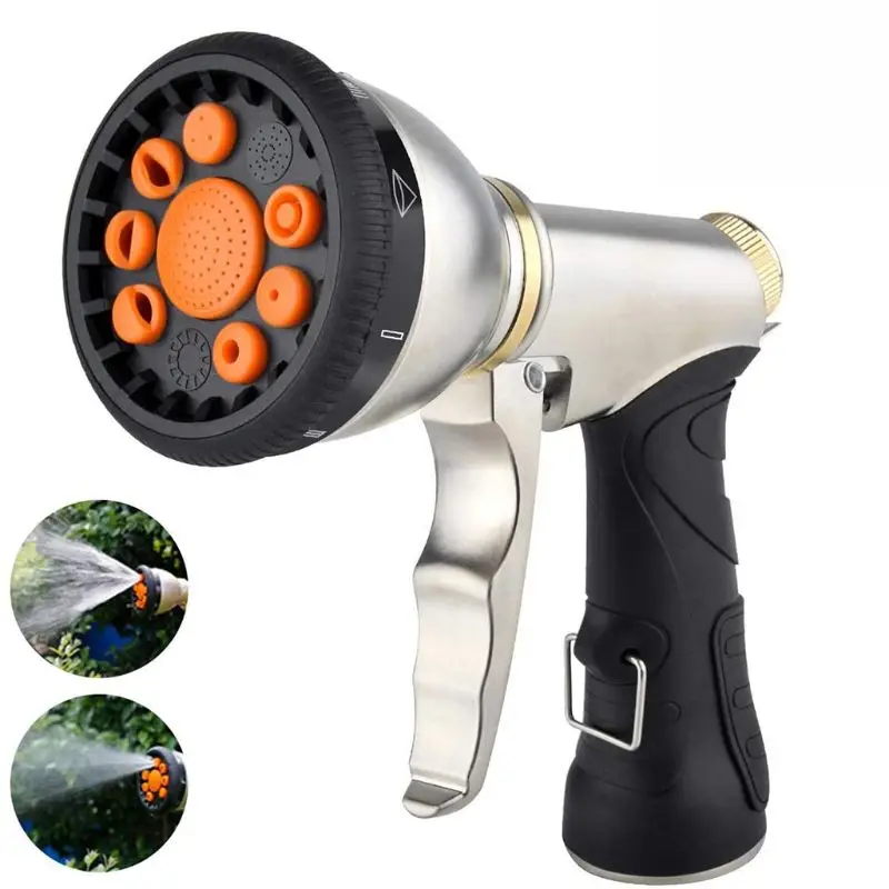 

Garden Water Hose Nozzle Spray with 9 Adjustable Patterns Sprayer Mutifunctional for Cleaning Watering Car