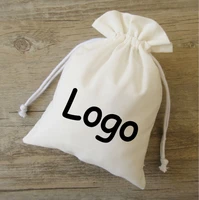 pure white cotton drawstring bag sachet smalldecorativeproduct packaging bagsgiftjewelry cloth pouches custom logo print 50