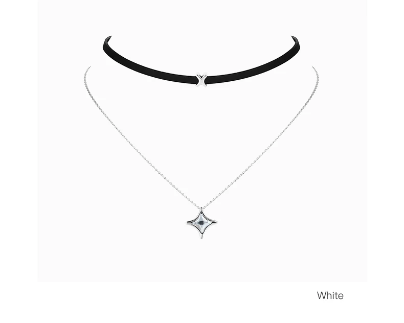 Ожерелье Warme Farben с кристаллами Swarovski, Женская Черная веревка, Двойная Цепочка, хрустальный крест, подвеска, ключица, колье, ожерелье, воротник - Цвет камня: Белый