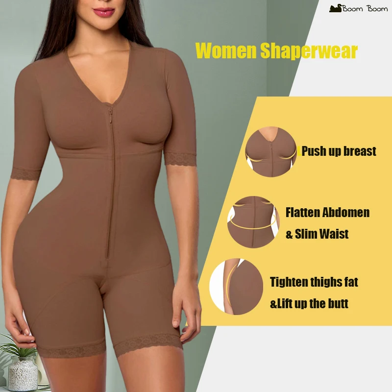 

Women Fajas Colombianas Skims Post Surgery Recovery Shapewear Flatten Abdomen Reductoras Y Modeladoras Mujer Zipper Bodysuit