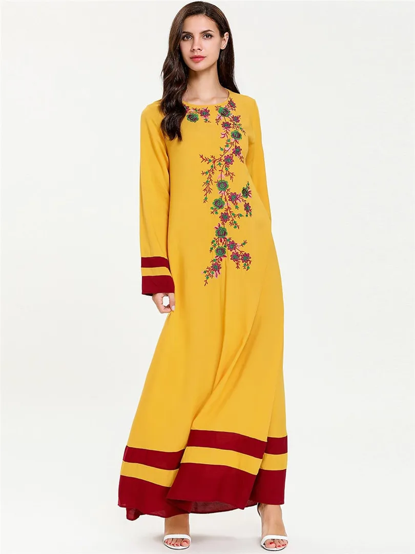 2019 плюс размер мусульманские платья модные женские с длинным рукавом принтом