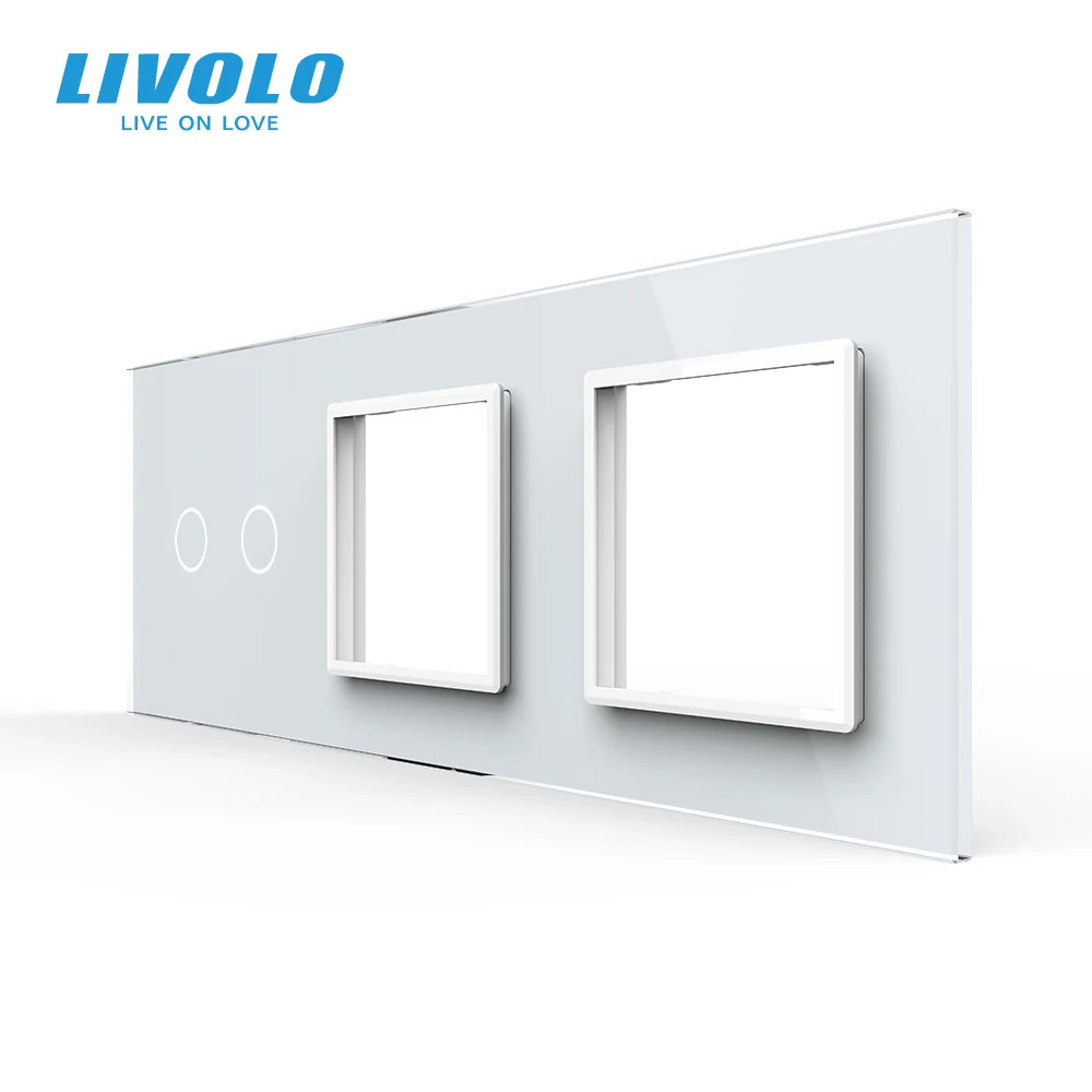 

Livolo White Pearl Crystal Glass,222mm*80mm, EU standard,2Gang &2 Frame Glass Panel,C7-C2/SR/SR-11,only panel,no logo
