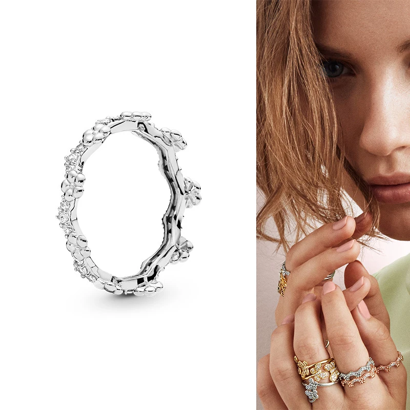 

925 Sterling Silver Pan Ring Creative Elegant Floret Crown Silver Ring For Women Wedding Party Gift Fashion Jewelry