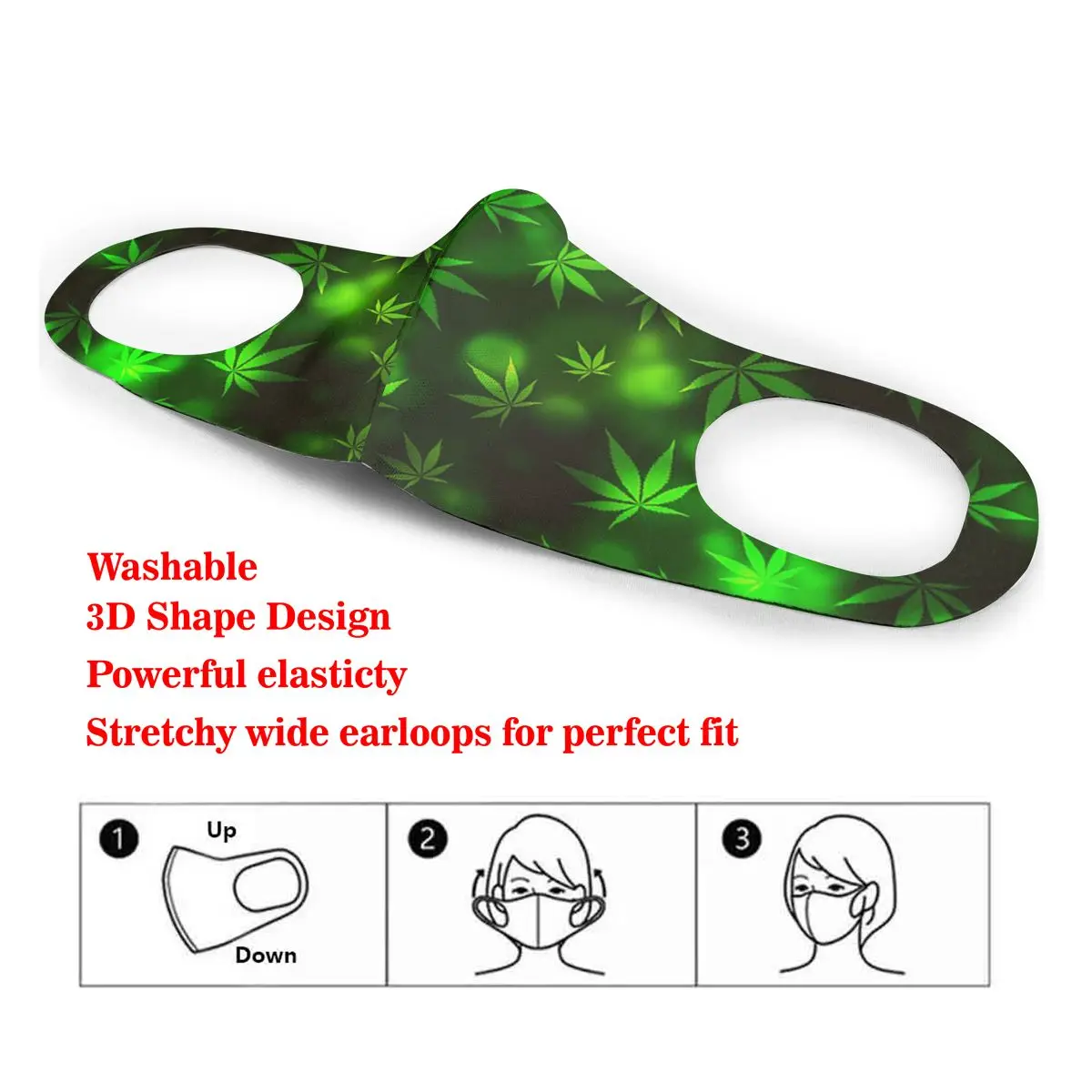 

Dust Mask Marijuana Dope Marijuana Art Weed Mouth Face Cover Respirator for Adult Kid Washable Reusable Anti Pollution
