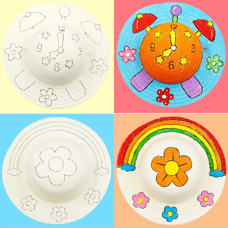 Детская летняя шляпа детская соломенная DIY креативные игрушки ручная работа