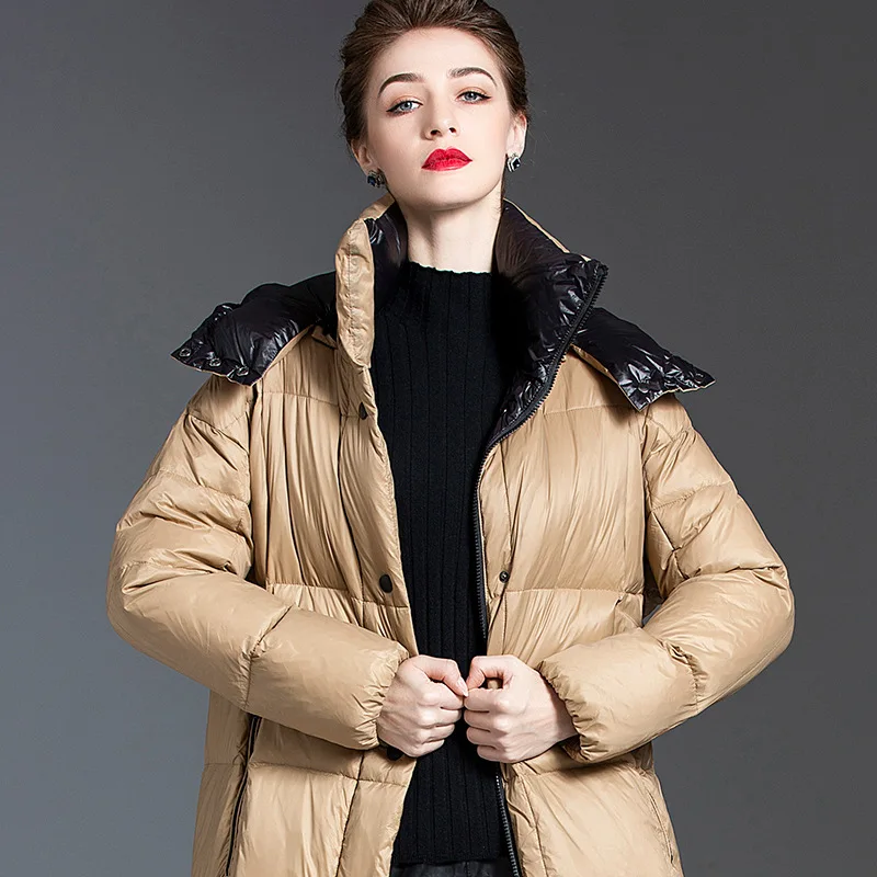 

Women down coats luxury autumn winter warm fashion white duck down Jackets Female lady long puffer hooded casual yellow thicken