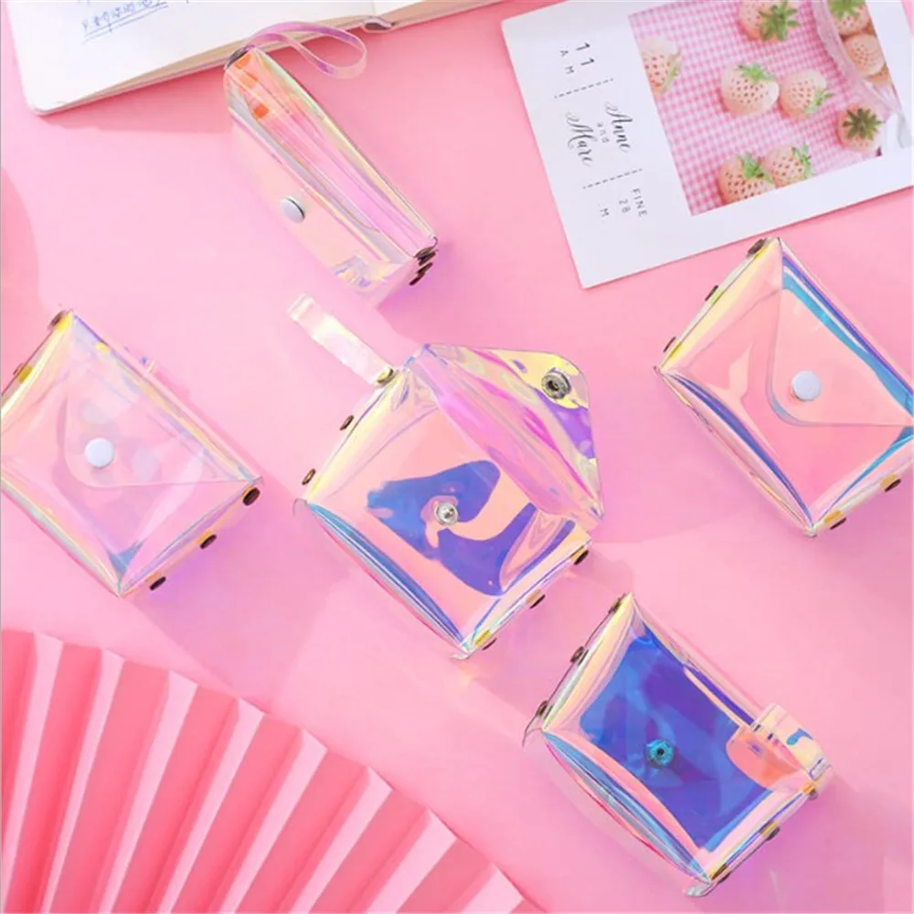 

Fashion Jelly Transparent Coin purses Letter Hasp PVC Card Bag Woman Purse Soft Girls Money Bag Square Coin Wallet 2021