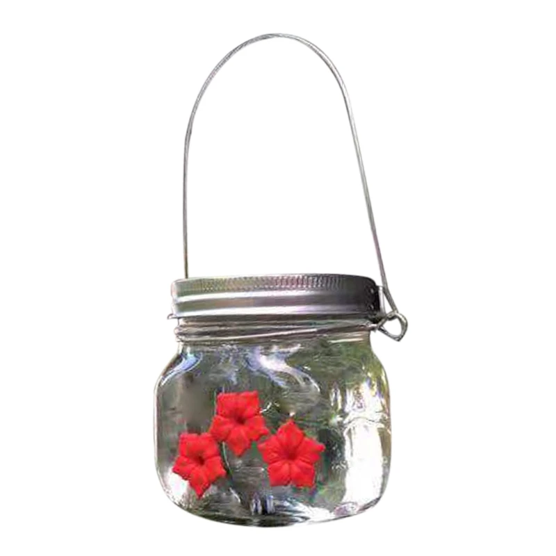 

Hummingbird Feeders for Outdoors Plastic 30 Ounce 1L Wide Mouth for Easy Filling 3 Red Flower Shape Feeding Ports