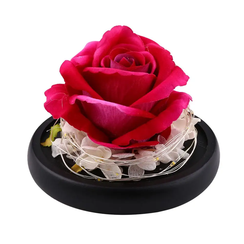 

Exclusive Rose in Glass Dome with Lights Real Eternal Rose Beauty And The Beast Preserved Rosevalentines day gift