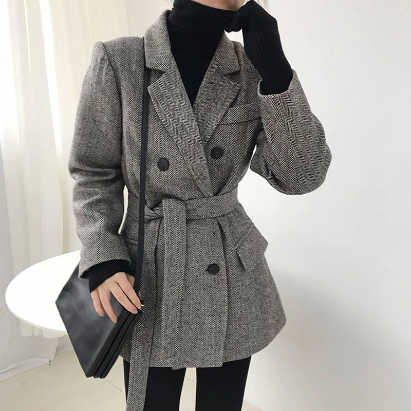 Осень Зима свободные женщины блейзер куртка большого размера|Женские пиджаки| |