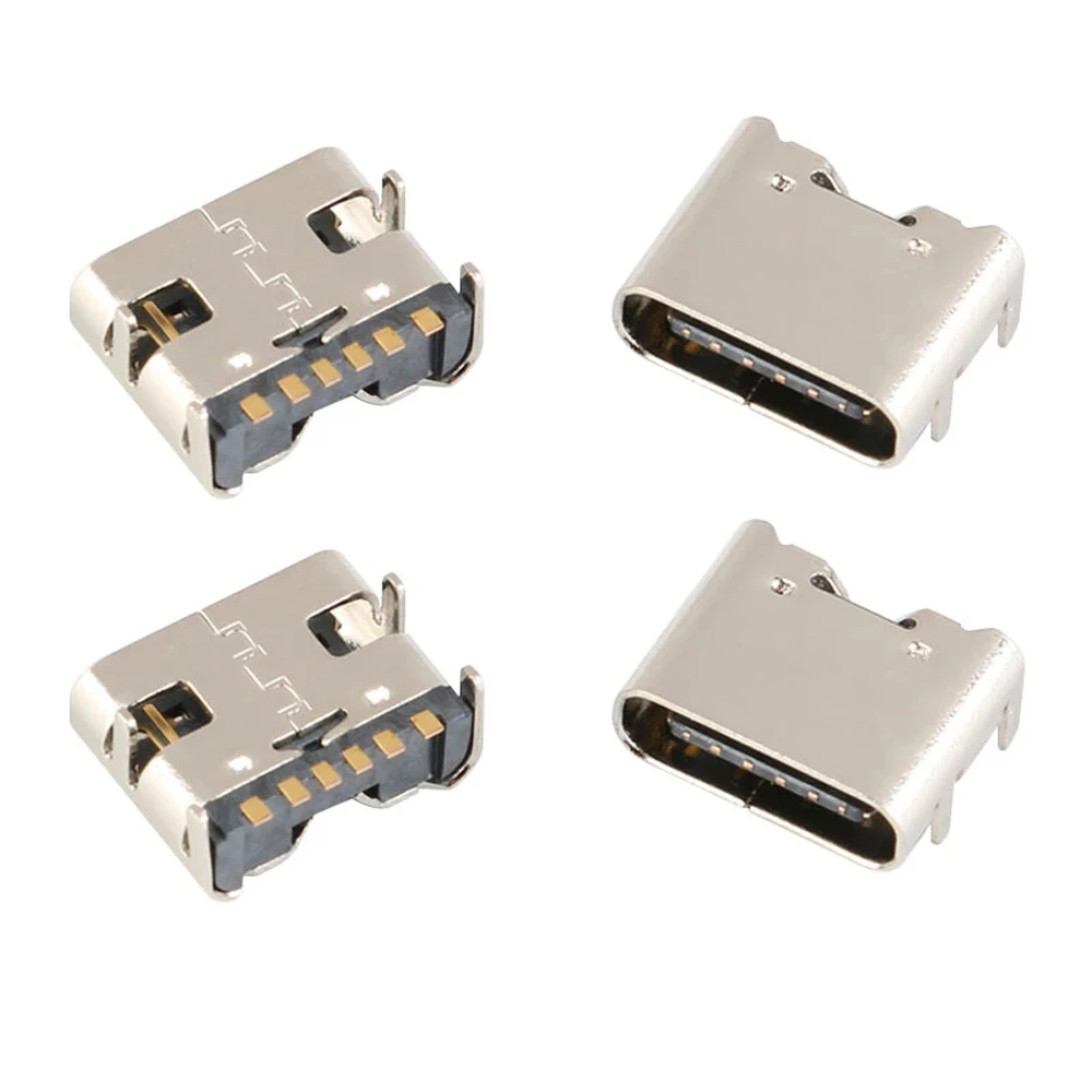 

10pcs/lot Type C 6 Pin USB SMT Socket Connector USB 3.1 Type-C Female Placement SMD DIP For PCB Design DIY High Current Charging