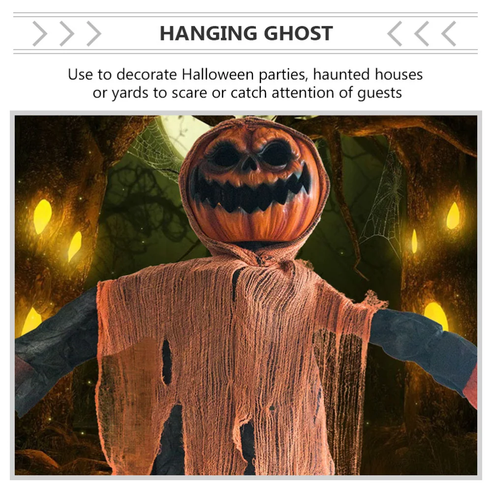 

Pumpkin Head Hanging Animated Ghost with Voice Control Glowing Design