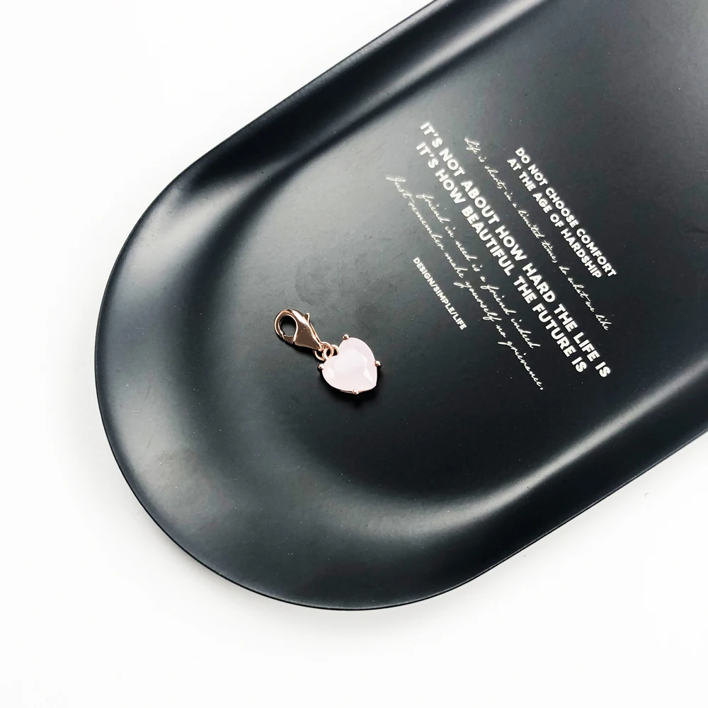 Подвеска в форме сердца из розового камня 2019 пробы серебро 925 романтический