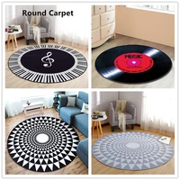 polyester anti slip music note printed round carpet soft carpets for living room rug chair floor mat for home decor kids room