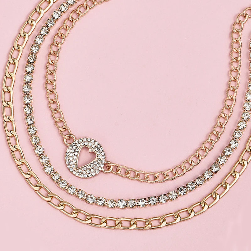 Набор классических женских ожерелий 3 шт./компл. цепочка до ключицы с полыми