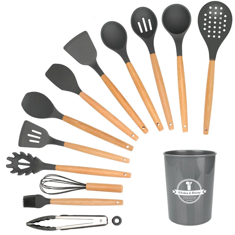 Advanced Silicone Kitchenware Set with Tweezers, Spatula, Spoon, and Oil Scraper Cooking Utensils Appliances Kitchen Tool