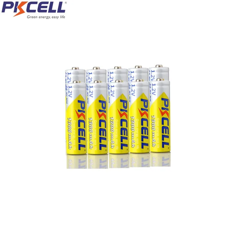

10Pcs PKCELL 1300mAh AA Batteries 1.2V NIMH 2A Ni-MH AA Rechargeable Battery Batteries Bateria Baterias for flashlight