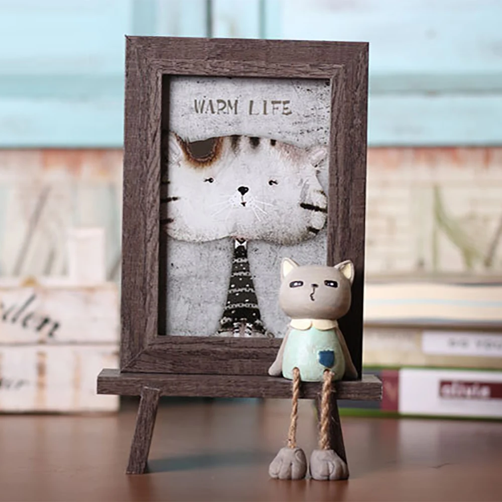 Домашняя подвесная деревянная рамка для кошек креативная детская фоторамка