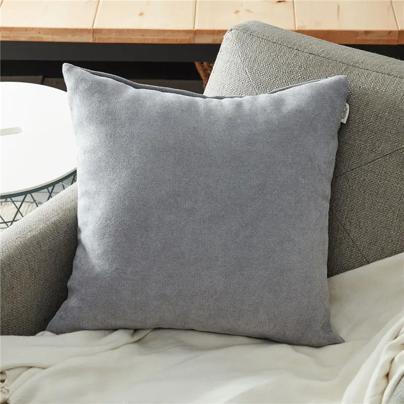 Light Grey Topfinel мягкие синелиные одноцветные наволочки Чехол декоративная на подушку наволочка для мангала диван офис стул 10 цветов высококачественная удобная подушка - Цвет: Light Grey