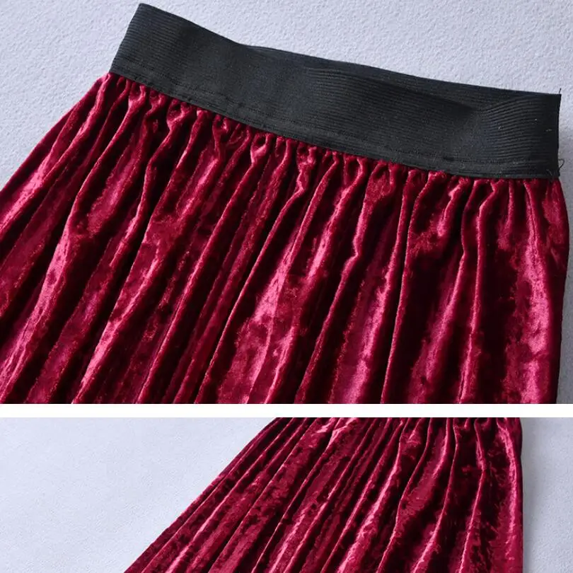 От 2 до 11 лет Детская бархатная юбка плиссированная для маленьких детей длинная