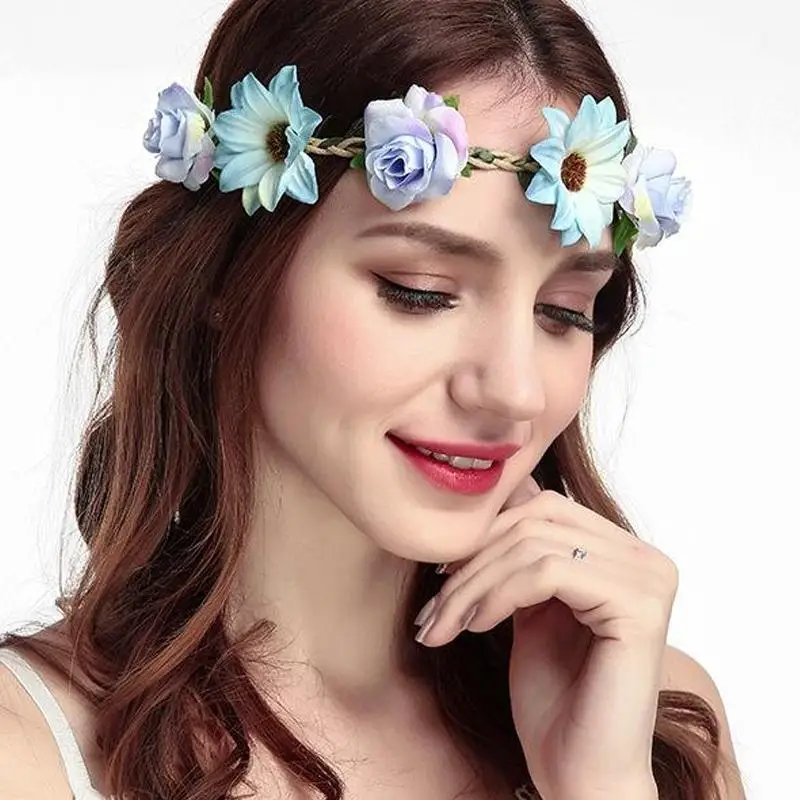 Богемный венок повязка на голову для невесты Цветочная свадебная корона пляжа