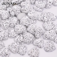 junao 100pcs 12mm silver color heart rhinestone stickers crystal applique flatback resin stone non hotfix strass for crafts
