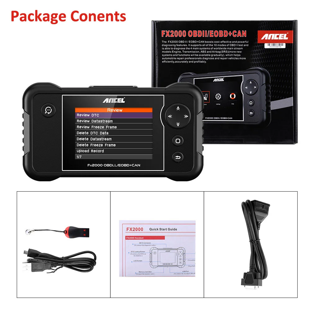 Ancel FX2000 OBD2 Автомобильный сканер антиблокировочная система тормозов система пассивной безопасности подушка коробки передач двигателя диагностический инструмент OBD 2 автомобиля Профессиональные Авто диагностический сканер инструмент
