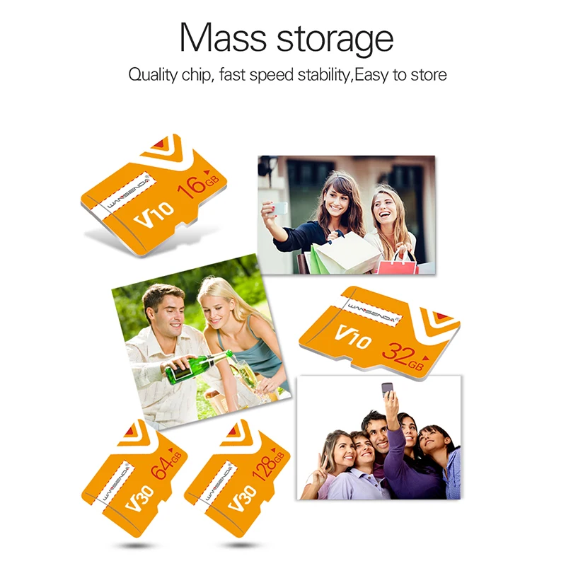 Распродажа оранжевые карты памяти Wansenda 4 ГБ 8 16 32 64 Micro sd TF карта ручка с бесплатным