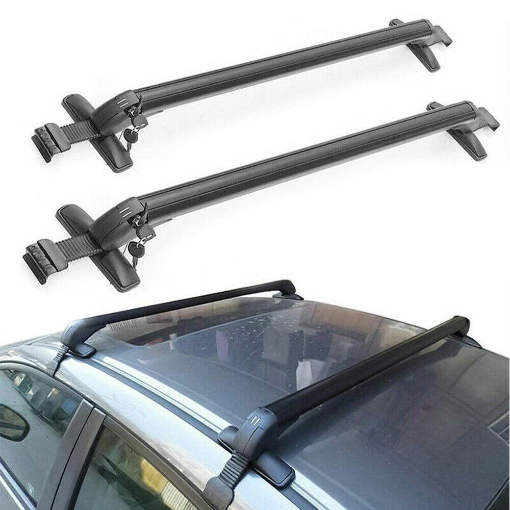 2PCS Universal Black Vehicle Car Roof mount Rack Rail Bar portapacchi in alluminio con serratura Top Car Rack
