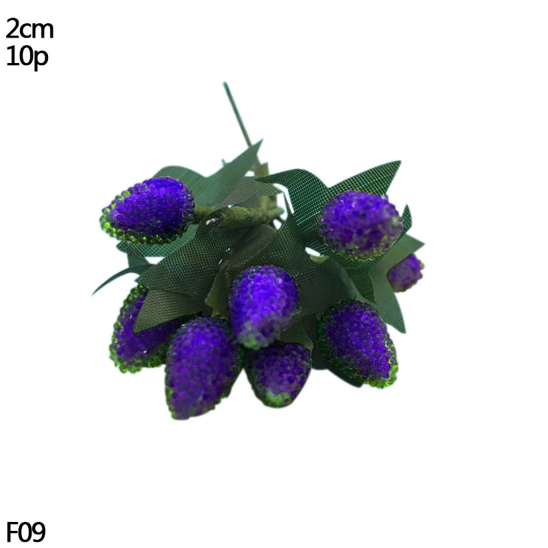 10pcs glass berry Свадебные украшения фиолетовые тычинки ягоды искусственные ветки вишни цветы сделай сам цветок венки декоративный торт подарочная коробка Свадебный декор - Цвет: 10pcs glass berry