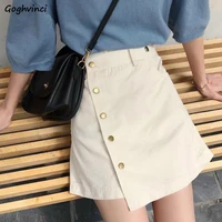 skirts women irregular apricot ins korean style high waist chic trendy leisure elegant solid a line students hot new all match