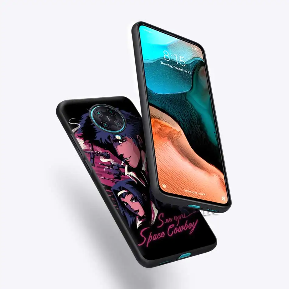 

Black Phone Case for Xiaomi Redmi Note 8 8T 9S 9 10X K20 K30 Pro 5G K30i 6 7 8A Soft TPU Cover Shell Cowboy Bebop See You Space