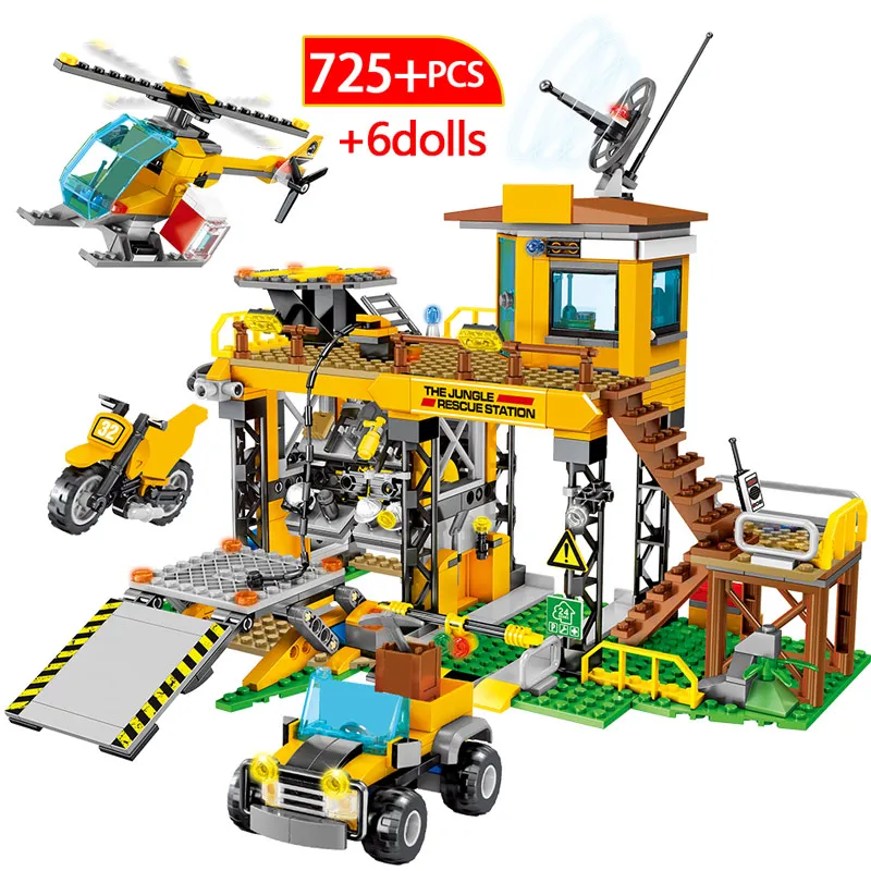 Городской полицейский джунгли спасательная станция модель строительные блоки