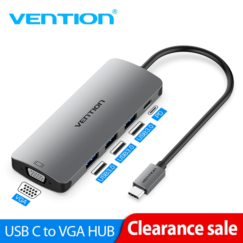 Vention USB C к HDMI 4K 30 Гц VGA 1080P 60 Гц мужской тип-c к HDMI VGA конвертер для MacBook Pro Chromebook Pixel