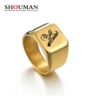 SHOUMAN персональные инициалы алфавита от A до Z золотого цвета из нержавеющей стали вывеска обручальное кольцо для мужчин женщин крутые ювелирные изделия