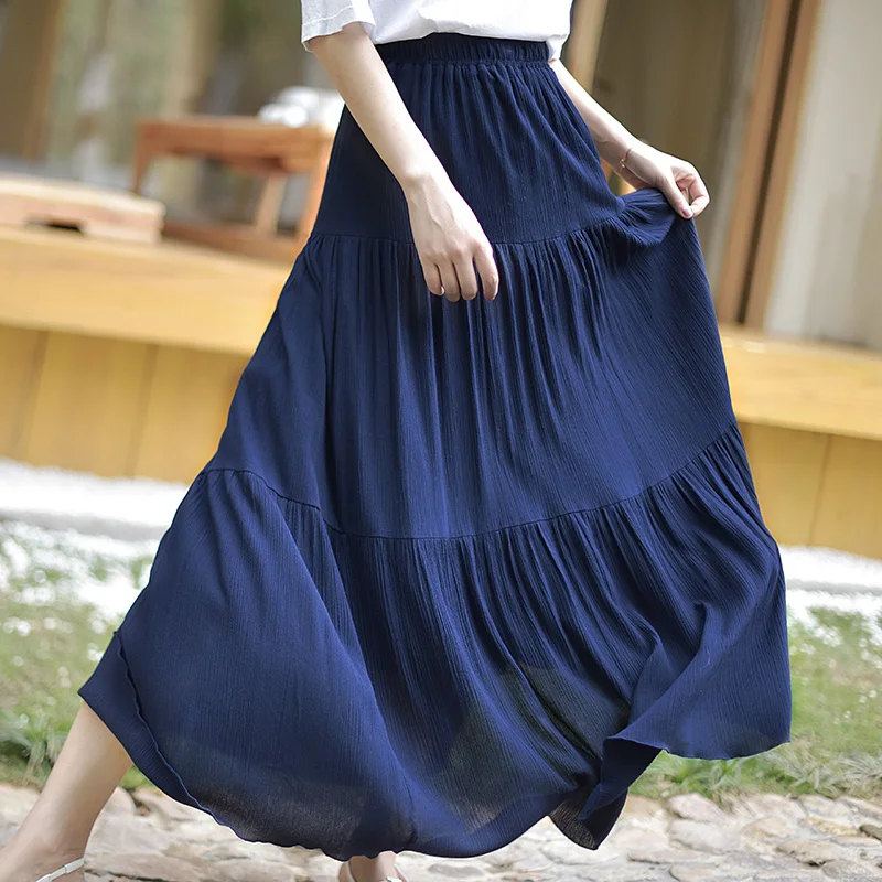 

A Skirt Suitable For Thick Hips And Thighs, Women's Summer Cotton And Linen Cake Skirt, Small A-Line Sen High Waist