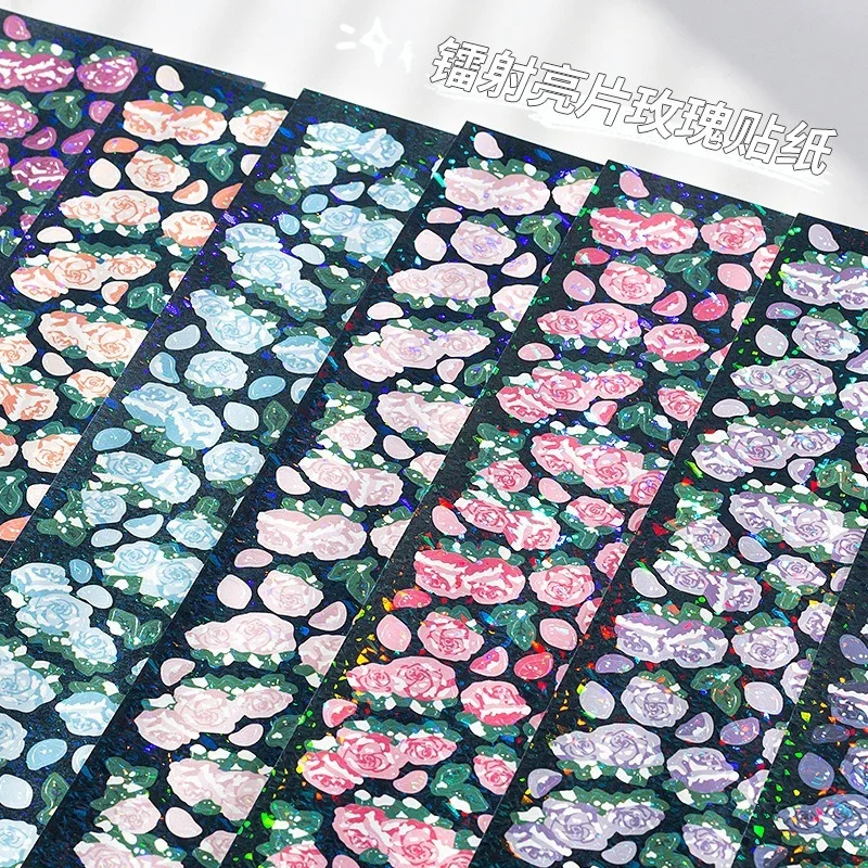 1 лист вспышки Лазерная роза цветок наклейка DIY Украшение Журнал Дневник фото