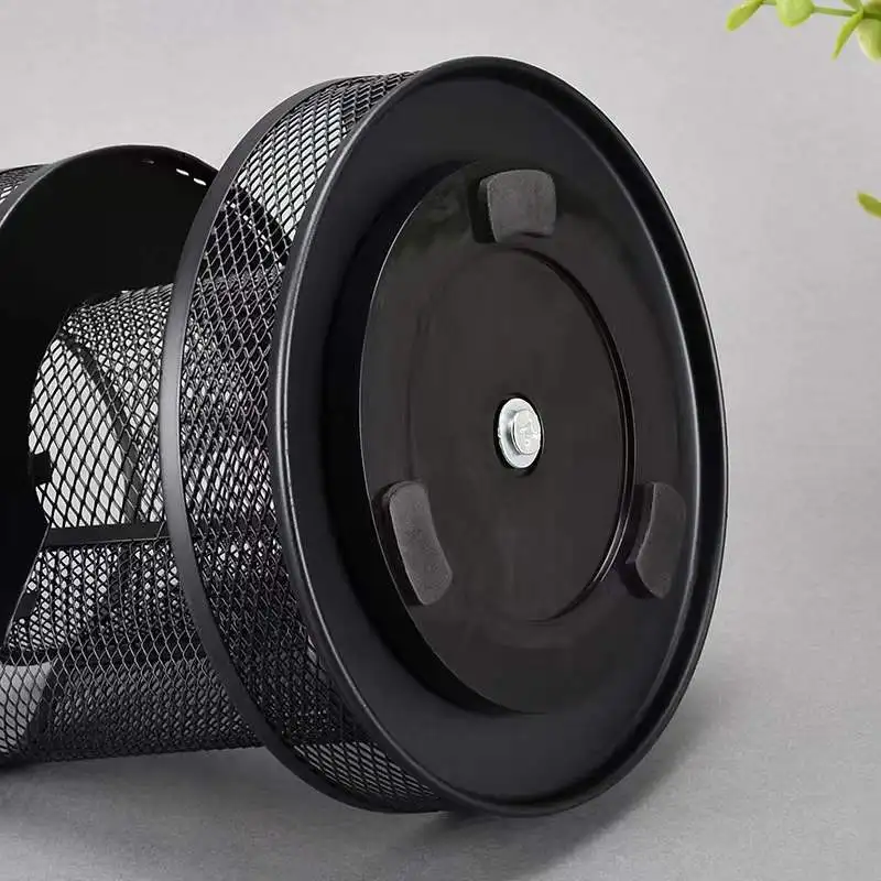 Вращающийся черный металлический сетчатый Настольный держатель для ручек