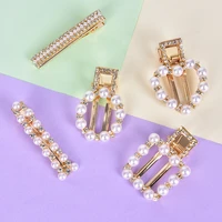 1 pc new sweet pearl geometric rectangle water drop hairclips metal gold sliver color hair clips hairpins for girls women
