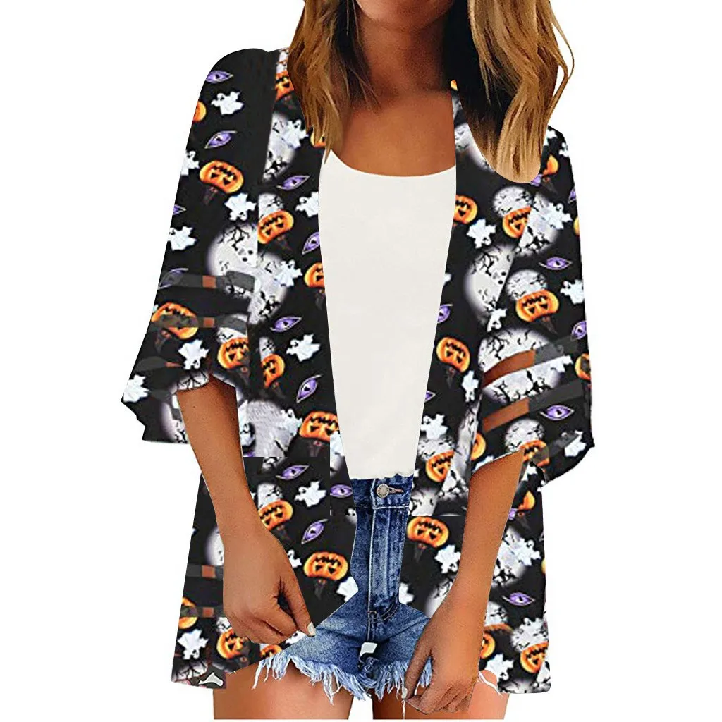 Женская блузка с сетчатой панелью 3/4 рубашка рукавами колокольчиками шифоновое