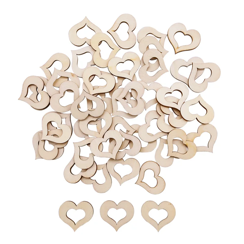 50/100 шт. деревянные ломтики в форме сердца|Поделки из дерева| |