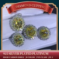 Fashion oval diamond Cut Yellow 9.0carat high carbon diamond Set D 925 silver plated platinum charm wedding party gift