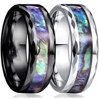8mm men ring fashion jewelry inlay abalone shell unisex wedding engagement band anniversary christmas gifts