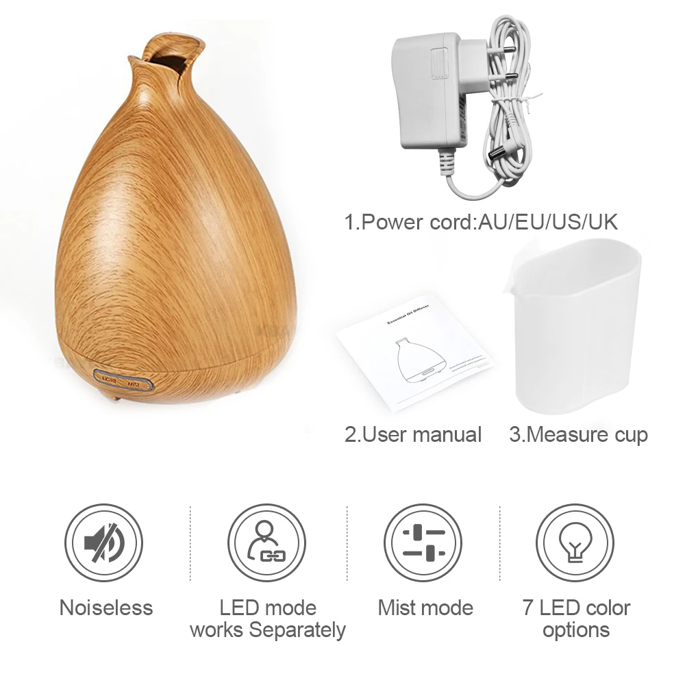 

130ml Air Humidifier Essential Oil Diffuser Aroma Lamp Aromatherapy Electric Aroma Diffuser Mist Maker for Home-Wood