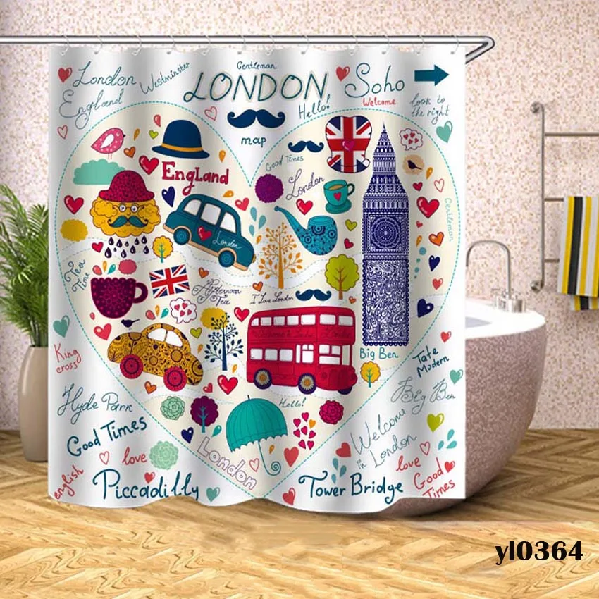 Pattern 2 Мультяшная душевая занавеска для мальчиков и девочек, водостойкая занавеска для ванной, для ванной, для ванны, для купания, очень большой, широкий, 12 крючков - Цвет: Pattern 2