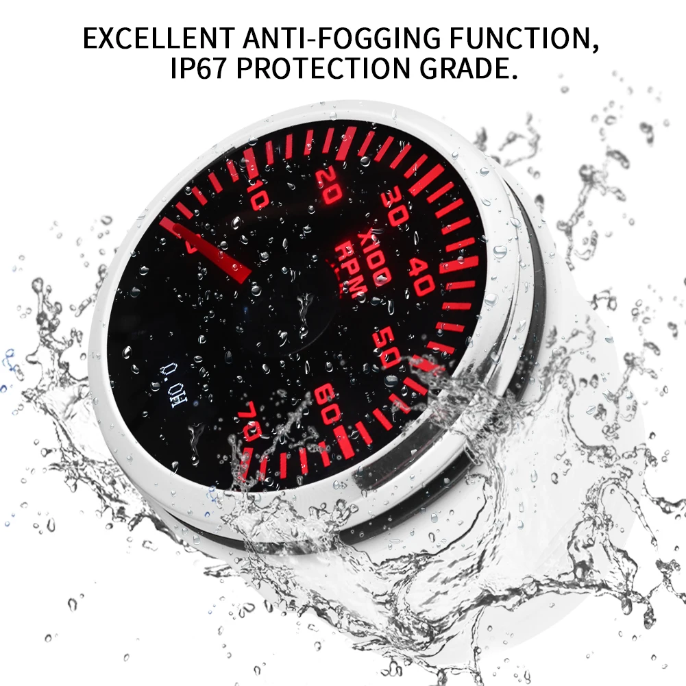 Тахометр 2 дюйма 9 ‑ 32 В постоянного тока 7000 об/мин ЖК дисплей IP67