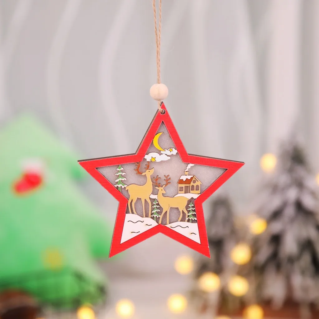 Деревянные полые подвесные светильники рождественские украшения Санта Клаус